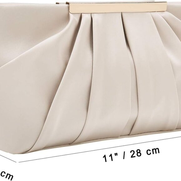 Clutch Evening Bag Elegant Pleated Satin Formal Handbag Simple Classy Purse for - Picture 6 of 7